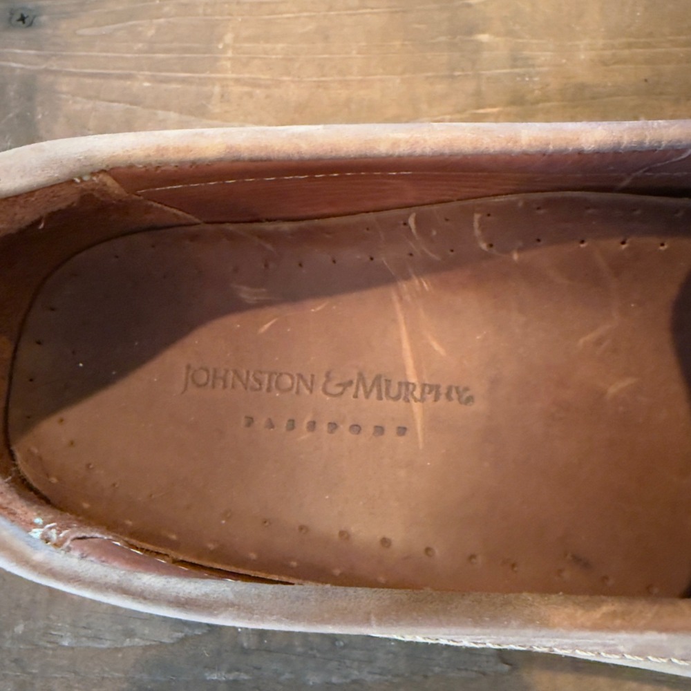 Johnston & Murphy Mens Brown Leather Moccasin Loafers Slip On Dress Shoes 10.5M - Picture 6 of 8